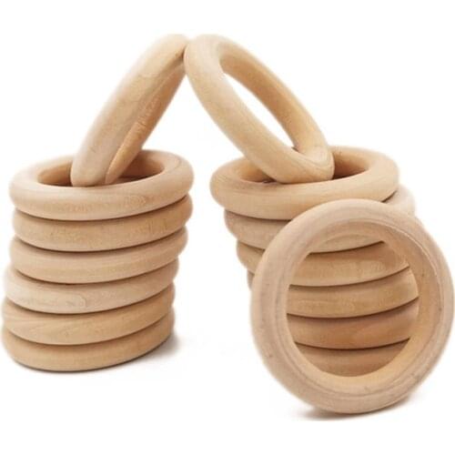 5PCS 50mm Wooden Rings Beads Unfinished Wooden Rings Natural Round Circle Cutouts Craft for DIY Craft Making/Plant Hangers