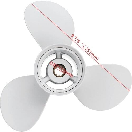 Aluminum Boat Outboard Propeller White 10 Spline Tooth 3 Blades R Rotation For Yamaha 20-30HP 664-45952-00-EL 9 7/8 x 14