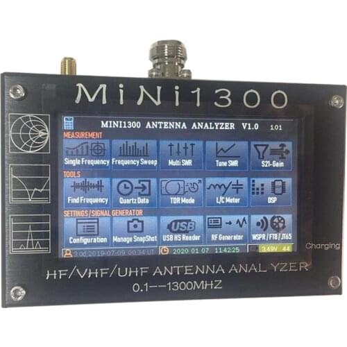 Fmuser MINI600 Antenna Analyzer HF/VHF/UHF/0.1-600MHZ Full-Segment Continuous LCD Screen