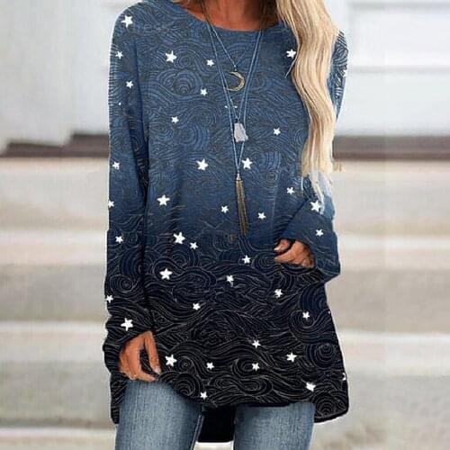 Tie-dye Print Plus Size Womens Blouse Casual O-neck Long Sleeve Blouses And Shirts Blusas Mujer De Moda 2021 Blouses Femme