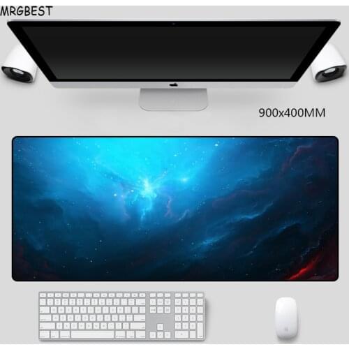 MRGBES Large Mouse Padlarge Size Night Blue Nature Anti-slip Softy Rubber with Locking Edge Desk Mats for LOL DOTA CSGO Games
