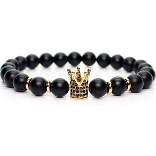 Beads Crown Bracelet Man Bracalete Men Bracelets For Women Pulseras Moda Masculina Hombre Brazalete Mens Jewellery Armband