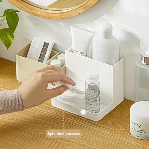 Cosmetic Case TV Remote Control Storage Holder Washable Home Office Storage Boxes with Division Multi-purpose Desktop Organizer