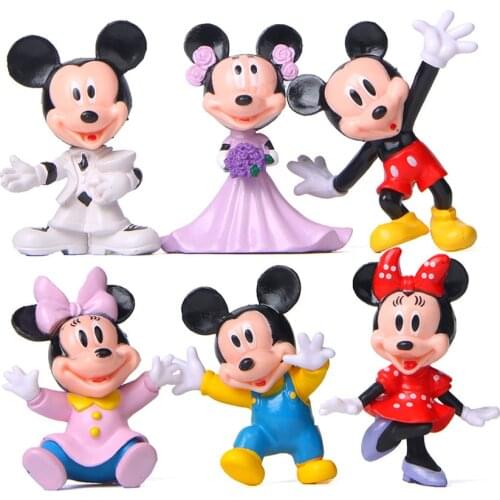 Disney Minnie Mickey Mouse Marry Action Figure Toy Cartoon Anime Mickey & Minnie Mouse Pvc Model Toy For Girl Lover Wedding Gift