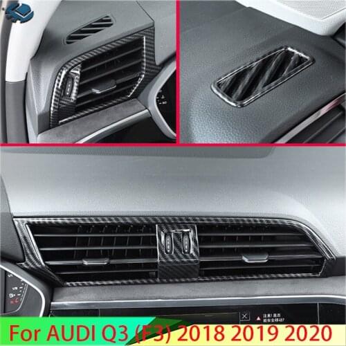 For AUDI Q3 (F3) 2018 2019+ Carbon Fiber Style Air Vent Outlet Cover Dashboard Trim Bezel Frame Molding Garnish Accent Styling