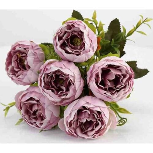 6 head / bouquet peony artificial flower silk peony bouquet white pink wedding home decoration fake peony rose