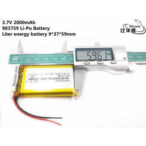 Liter energy battery Good Qulity 3.7V,2000mAH 903759 Polymer lithium ion / Li-ion battery for tablet pc BANK,GPS,mp3,mp4