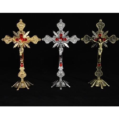 Metal Standing Catholic Christian Altar Church Home Decoration Chapel Cross Crucifix