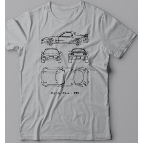 Fashion T-Shirt Men Clothing Cool T-Shirt Blueprint - Mazda Rx-7 Fd3S, Technical Tee Shirt, Jdm Driftcasual Cotton T Shirt
