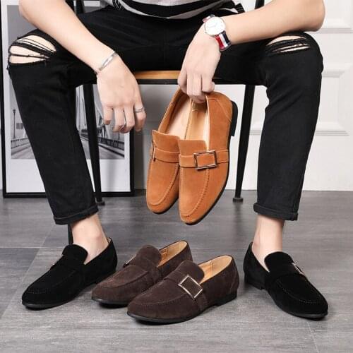 New Men Shoes Leather Casual Loafers Men Moccasins Shoes Slip-on Soft Flats Footwear Lightweight Driving Shoes O6-75