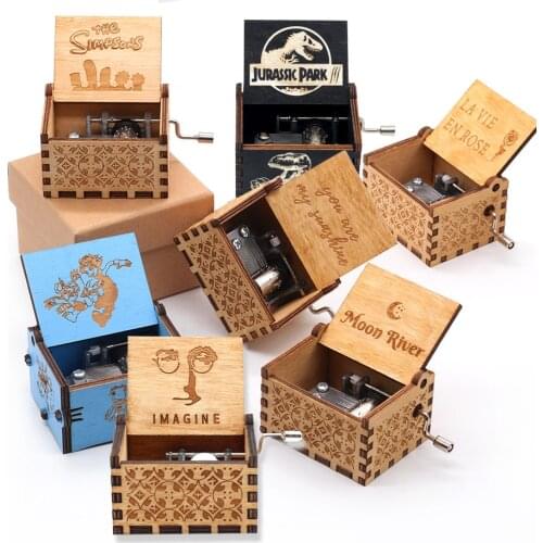 Anonymity Carved Jurassic Park Music Box Wooden Hand Crank Музыкальная Шкатулка Birthday Gifts Christmas Gift