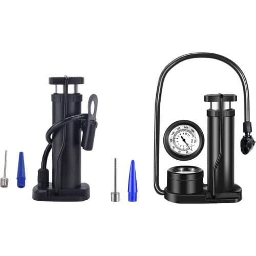 Portable 120/140Psi Bike Floor Pump Bicycle Air Pump With Barometer Travel Inflator Bike Pump For Mountain Road Bicycle Car