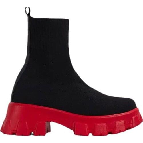 2021 Autumn Winter New Couple Socks Shoes Women Thick-soled Casual Large Size Net Red Knitted Short Boots Women botas de mujer