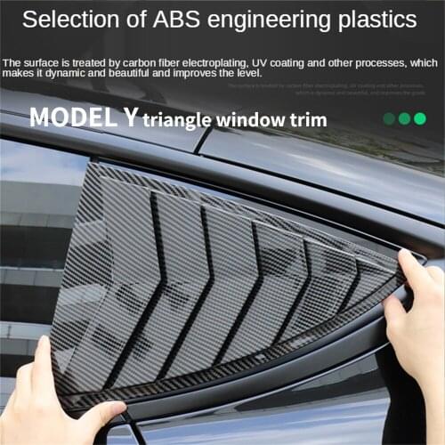 Suitable for Tesla Model y carbon fiber blinds decoration rear triangular window spoiler accessories modification