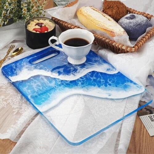 DIY Coaster Crystal Tray UV Epoxy Resin Mold Round Rectangular Handle Silicone Home Decoration Resin Crafts