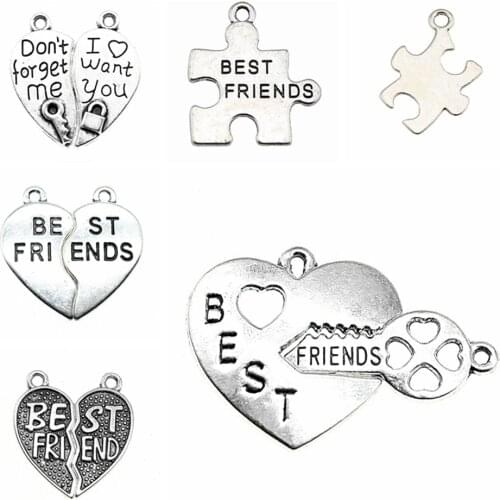 Wecharms bulk charms for jewelry making kit pendant diy jewelry accessories Mother And Daughter Heart Puzzle Charms