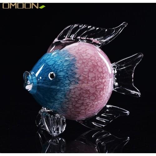 Handmade Colored Glass Fish Animal Ornament Glass Figurine Mediterranean Art Favor Crafts Gift Glass Figurines Home Decoration