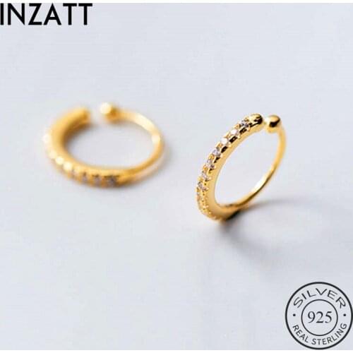 INZATT Real 925 Sterling Silver zircon Clip Earrings For Fashion Women Party Fine Jewelry Minimalist Cute Accessories Gift