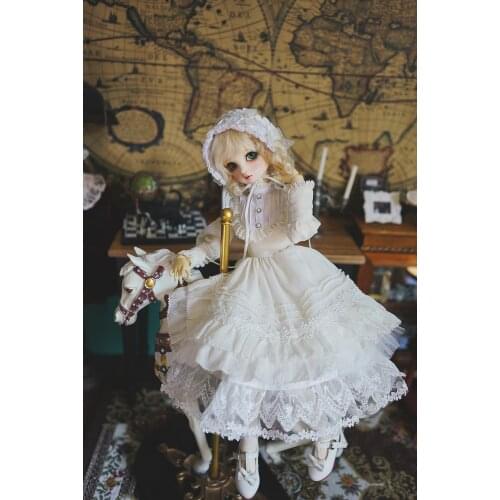 BJD Doll Dress 3\4\6 Points Giant baby Light white Retro Lolita dress Little Princess dress doll accessories