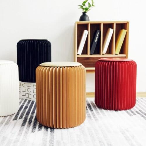 42cm Modern Stool Folding Chair Taburete Paper Design with 1 Leather Pad Multifunctional for Living Room Bedroom Fitting Room