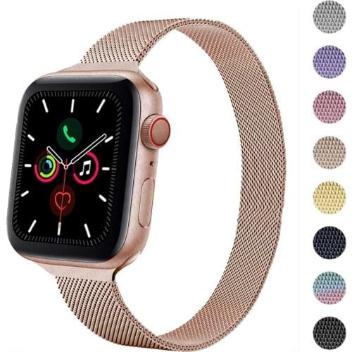 Slim Strap For Apple watch band 40mm 44mm 38mm 42mm Magnetic loop watchband for Apple watch serie 3 4 5 6 se iWatch Bracelet