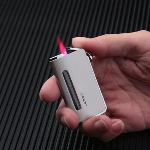 Ultra-Thin Metal Torch Lighter Jet Turbo Windproof Visible Gas Butane Cigar Cigarettes Portable Lighters Smoking Accessories