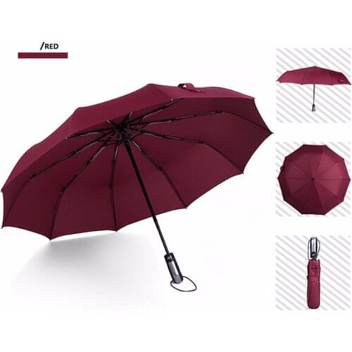 Wind Resistant Fully Automatic Umbrella 3 Folding 10 Bones Windproof Sunny Rain Umbrellas For Men and Women Male Parasol