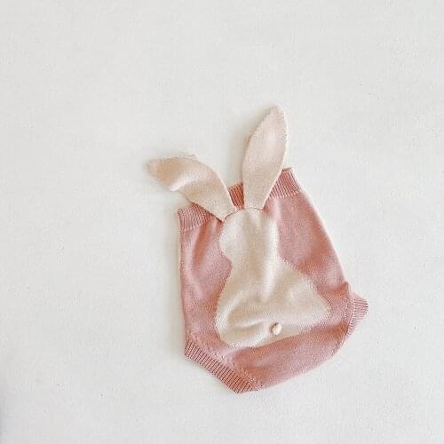 Knitted Newborn Girls Romper Rabbit Baby Jumpsuit Cotton Toddler Girls Clothes Autumn Winter Infant Jumpsuit Overalls 0-2Y