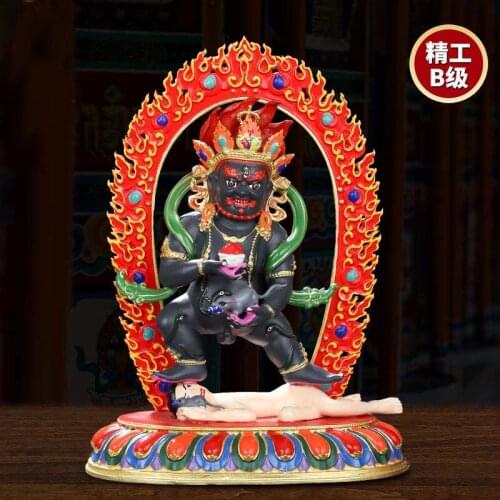 High grade COLOR Drew gilding Buddha brass statue HOME temple effective protection Tibetan Nepal Black Jambhala God Buddha