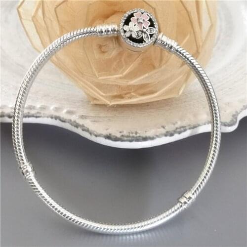 Fashion S925 Sterling Silver Charm Bracelet Magnolia Bracelet for Women Fit Original Charm Love Bracelets DIY Jewelry Gifts