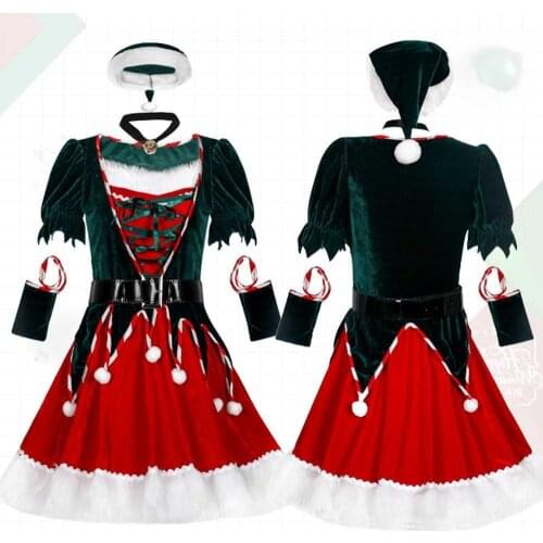 Plus Size S-XXL Sexy Deluxe Ladies Velvet Christmas Dress Sexy Cute Santa Claus Costume Mrs Christmas Party Fancy Dress