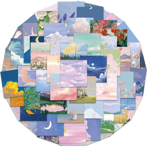 10/30/50PCS Retro Nostalgic Landscape Oil Painting Cute Girl Graffiti Stickers Laptop Guitar Suitcase Decoration Toys Wholesale