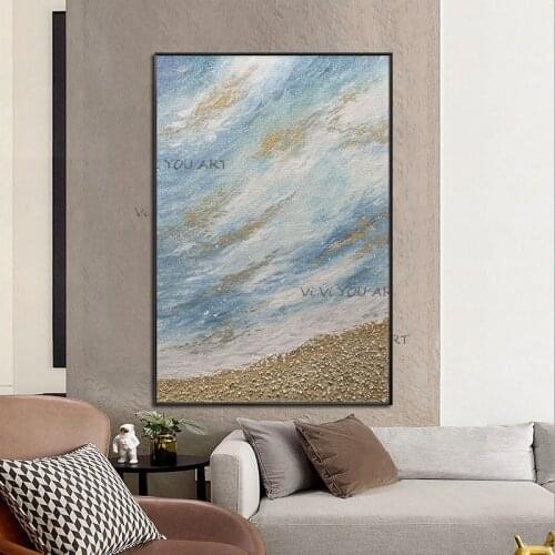 Stylish And Simple Personality Modern Sea View Canvas Painting Wall For Living Room Nordic Dropshipping Pictures Decoration Art