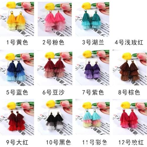 2pcs/lot 3.5cm 3 Layers Design Mini Silky Tassels Colorful Small Tassels for diy bracelet necklace Key Chain making Supplies