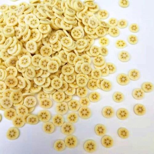 20g/lot 5mm Banana Slice Chips Fruit Polymer Clay Plastic Klei Mud Particles For Card Making Tiny Cute DIY Sprinkles