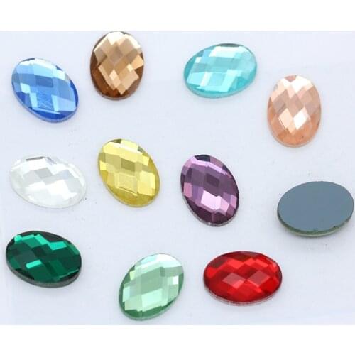 20p 10x14 Oval Color Foiled Flat Back faceted crystal Glass rhinestone Teardrop Gem Crystal Eye Facet jewelry making beads