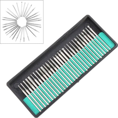 30pcs Diamond Burr Drill Bits Kit For Electric Drills Grinding Engraving Carving Rotary Tool Set