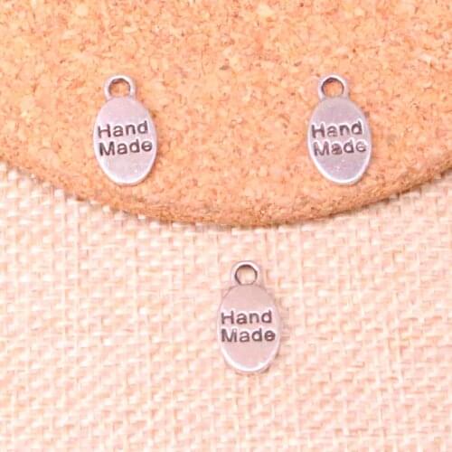 40pcs Charms plates hand made Antique Silver Plated Pendants Fit Jewelry Making Findings Accessories 15*8mm