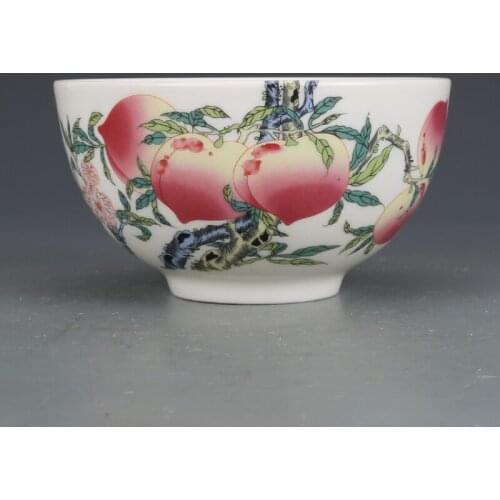 Qing Dynasty Qianlong famille rose nine peach bowl antique porcelain antique ornament