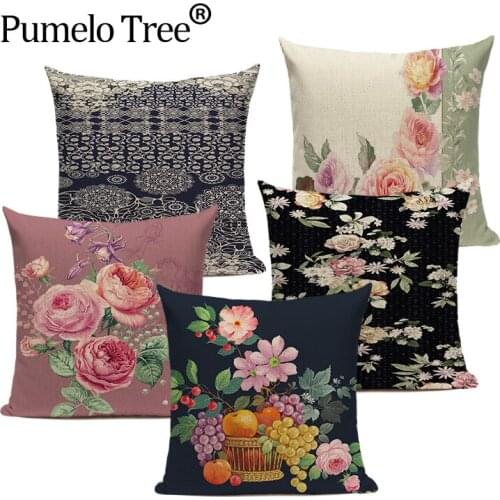 Elegant Leisurely Pillow Cases Decorative Nordic Flowers Cushion Covers Floral Plant Pillowcases for Pillows Case Funda Almohada