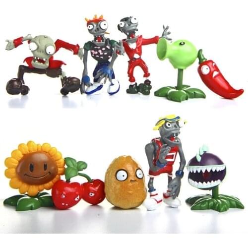 10pcs/lot Plants vs Zombies Toys PVC Action Figures Toys PVZ Plant Zombies Chomper Jalapeno Figure Collection Model Toy