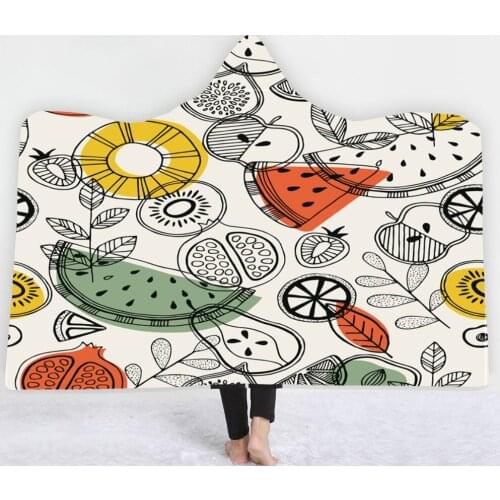 Fruit Watermelon Series Fleece Blanket With Hat Plush Warm Blanket For Couch Throw Travel Hooded Weight Blankets Beach Mat Cover