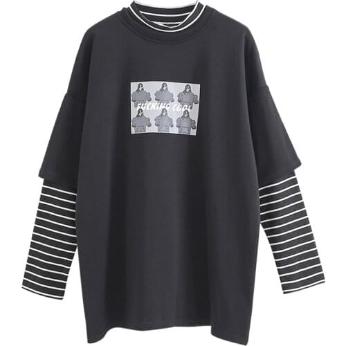 2020 ZSIIBO T-shirt long-sleeved kawaii vintage striped long-sleeved casual top