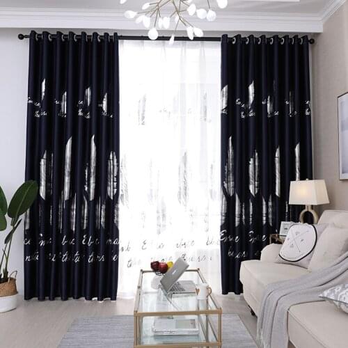 Modern Simple Silver Leaf Blackout Curtain for Bedroom Gold Shiny Leaves Kids Children Home Decor Window Treatment Drapes