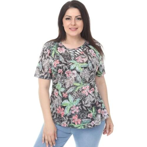 Hanezza Large Size Floral Bluz