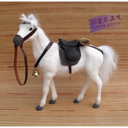 Simulation war horse toy polyethylene&furs white blood horse with saddle gift about 28x10x26cm 0826
