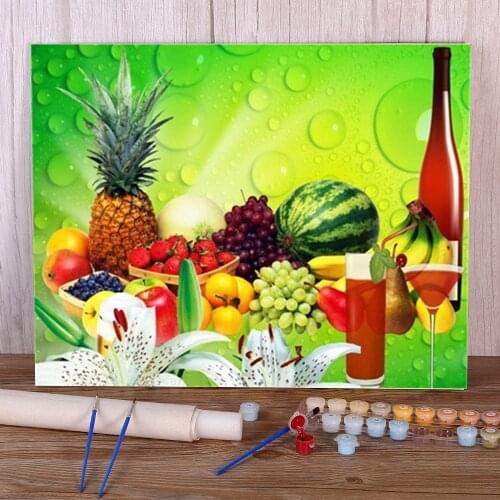 Fruit Still Life Painting By Numbers Set Acrylic Paints 50*70 Oil Painting Decorative Paintings For Handicraft