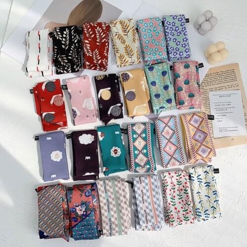 Korea Style Fashion 2021 Woman Hair Accessories Vintage Sweet Elegant Long Scarf Female Print Hairband Turban Handbag Scarves