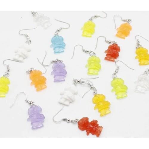 9 color cute cartoon puppy earrings candy color animal pendant earrings women girls daily jewelry party gifts