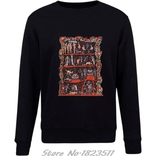 Men Autumn Winter Fleeces Sweatshirt Hortus Deliciarum Hell Medieval Torture Satan Hoodie Hip Hop Jacket Tops pullover